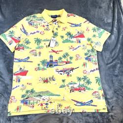 Ralph Lauren Shirt Polo Bear 2XL Yellow All Over Print Short Sleeve Brand New