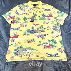 Ralph Lauren Shirt Polo Bear 2XL Yellow All Over Print Short Sleeve Brand New