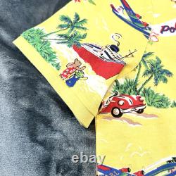 Ralph Lauren Shirt Polo Bear 2XL Yellow All Over Print Short Sleeve Brand New