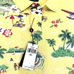 Ralph Lauren Shirt Polo Bear 2XL Yellow All Over Print Short Sleeve Brand New