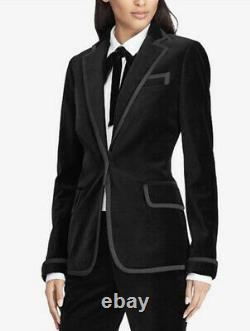 Ralph Lauren Velvet Blazer (Size 16W) Womens NEW Black Jacket Retail $265 Coat