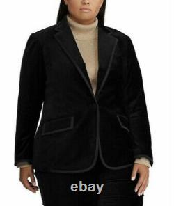 Ralph Lauren Velvet Blazer (Size 16W) Womens NEW Black Jacket Retail $265 Coat