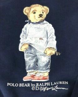 Ralph Lauren Women's SZ S Navy Blue Polo Bear Fleece Pullover Sweatshirt