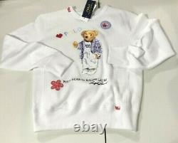 Ralph Lauren Women's SZ S White Polo Bear I Heart Fleece Pullover Sweatshirt