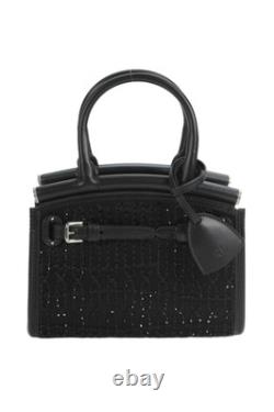 Ralph Lauren Womens RL50Satin Embellished Mini Top Handle Bag Black Size S