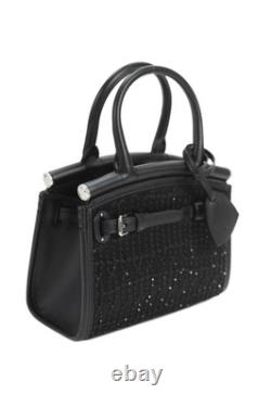 Ralph Lauren Womens RL50Satin Embellished Mini Top Handle Bag Black Size S