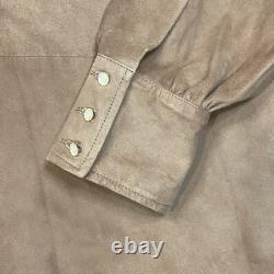 Ralph Lauren Womens Ruffle-Trim Embroidered Suede Blouse Brown Size XL NWT $595