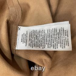 Ralph Lauren Womens Ruffle-Trim Embroidered Suede Blouse Brown Size XL NWT $595