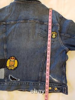 Ralph Lauren Womens Size XL Distressed Patchwork Denim Jacket New with Tags