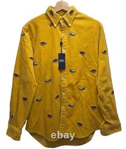 Ralph Lauren x Palace NEW Men's Size M Button Down Yellow Corduroy GTI Car Shirt