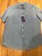 Ralph Lauren Purple Label Mens Blue Linen Blend Safari Short Sleeve Shirt Xxl