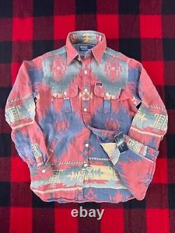 Rare $358 New Polo Ralph Lauren XS/S Southwestern RRL Aztec Work Shirt Jacket