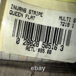 Rare NEW Ralph Lauren Queen Size Flat Sheet Inverness Multi Stripe Pink Vintage