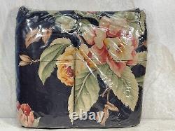 Rare New Ralph Lauren Charleston Black Floral Flat Sheet Queen NIP Irregular