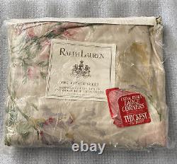 Rare New Ralph Lauren THERESE Egyptian Cotton Floral Pink Fitted Sheet Queen