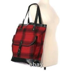 Rare Nwt $350 Ralph Lauren Rugby Wool Plaid Leather Trim Tote Bag