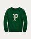 Rare Polo Ralph Lauren Gothic Letterman Green Big P Logo Sweater Multiple Sizes
