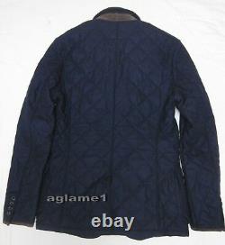 Rare wool POLO RALPH LAUREN quilted barn hunting blazer JACKET Coat suede M navy
