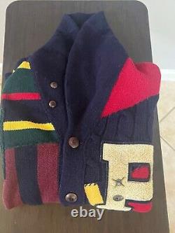 Rarest Polo Ralph Lauren Wool Patchwork Mens Ivy League Cardigan Available Med