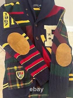 Rarest Polo Ralph Lauren Wool Patchwork Mens Ivy League Cardigan Available Med