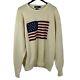 Vintage Polo Ralph Lauren Sweater Cream Nwt Nos American Flag 100% Cotton Sz Xxl