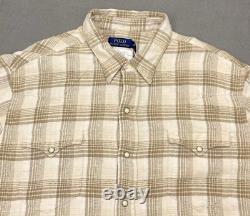 VTG Polo Ralph Lauren Flannel Shirt Mens XXL Plaid Pearl Snap Western Cowboy NEW