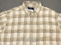 VTG Polo Ralph Lauren Flannel Shirt Mens XXL Plaid Pearl Snap Western Cowboy NEW