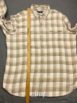 VTG Polo Ralph Lauren Flannel Shirt Mens XXL Plaid Pearl Snap Western Cowboy NEW