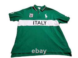 VTG Polo Ralph Lauren Italy Rugby Shirt Chief Keef Y2K Green Custom Fit 5LT New