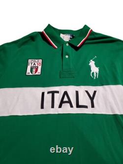 VTG Polo Ralph Lauren Italy Rugby Shirt Chief Keef Y2K Green Custom Fit 5LT New