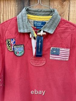 Vintage NWT Ralph Lauren Polo Shirt Size M Mountain Expedition Rugby Patch Flag