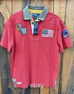 Vintage NWT Ralph Lauren Polo Shirt Size M Mountain Expedition Rugby Patch Flag