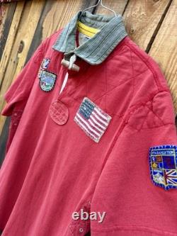 Vintage NWT Ralph Lauren Polo Shirt Size M Mountain Expedition Rugby Patch Flag