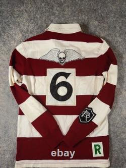 Vintage NWT Rugby Ralph Lauren long Sleeve Rugby Polo Shirt Size S Patch Skull