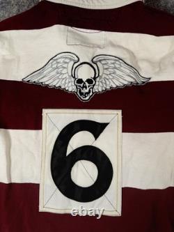 Vintage NWT Rugby Ralph Lauren long Sleeve Rugby Polo Shirt Size S Patch Skull