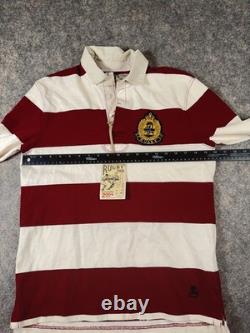 Vintage NWT Rugby Ralph Lauren long Sleeve Rugby Polo Shirt Size S Patch Skull