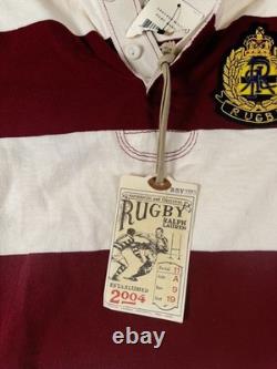 Vintage NWT Rugby Ralph Lauren long Sleeve Rugby Polo Shirt Size S Patch Skull