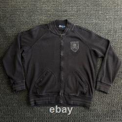Vintage Polo New York Rugby Sweater Varsity Jacket Black Skull L Ralph Lauren
