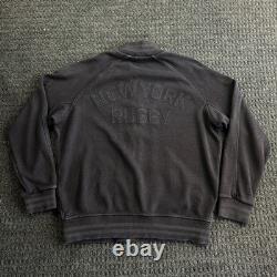 Vintage Polo New York Rugby Sweater Varsity Jacket Black Skull L Ralph Lauren