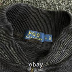 Vintage Polo New York Rugby Sweater Varsity Jacket Black Skull L Ralph Lauren