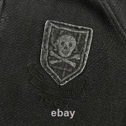 Vintage Polo New York Rugby Sweater Varsity Jacket Black Skull L Ralph Lauren