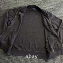 Vintage Polo New York Rugby Sweater Varsity Jacket Black Skull L Ralph Lauren