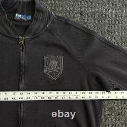 Vintage Polo New York Rugby Sweater Varsity Jacket Black Skull L Ralph Lauren