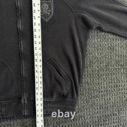 Vintage Polo New York Rugby Sweater Varsity Jacket Black Skull L Ralph Lauren