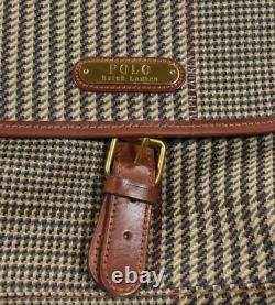 Vintage Polo Ralph Lauren Houndstooth Coated Canvas Leather Shoulder Bag New