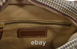 Vintage Polo Ralph Lauren Houndstooth Coated Canvas Leather Shoulder Bag New