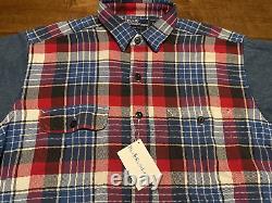 Vintage Polo Ralph Lauren L/S Button Denim Sleeves Flannel Shirt Men's L New