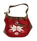 Vintage Polo Ralph Lauren Rugby Red Wool Leather Snowflake Holiday Bag New