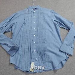 Vintage Polo Ralph Lauren Shirt Large 16.5 Blue Chambray Tuxedo Wing Collar NEW