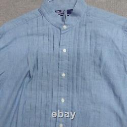 Vintage Polo Ralph Lauren Shirt Large 16.5 Blue Chambray Tuxedo Wing Collar NEW